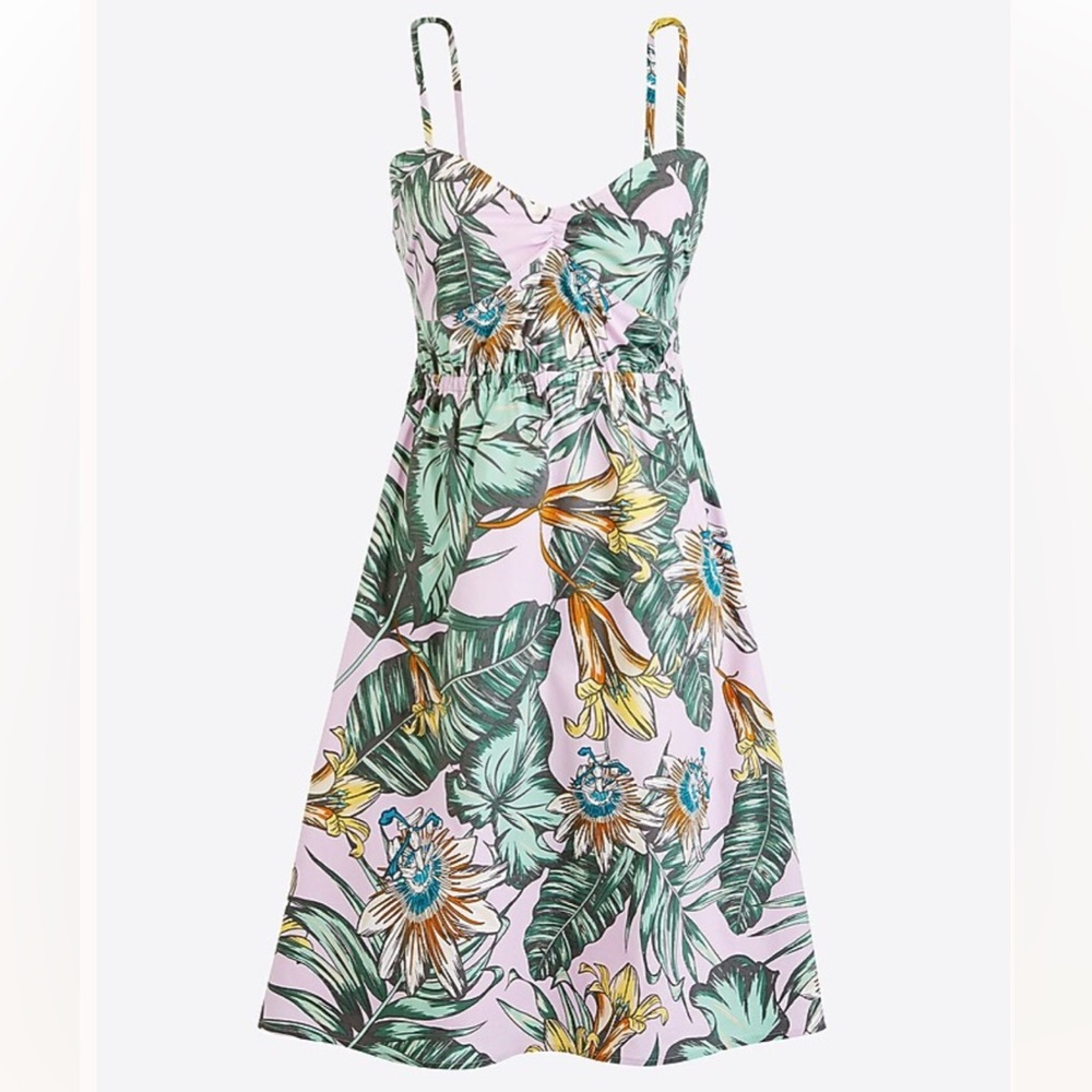 J. Crew Factory Printed Poplin Cami Dress Mini Women’s Small Smoky Lilac Fern